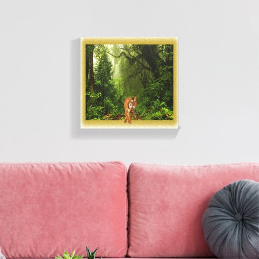 Tijger in oerwoud canvas (Insitu (Woonkamer))