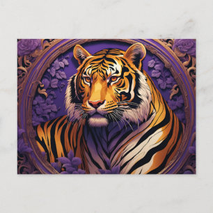 Tijger in paars briefkaart