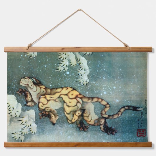 Tijger in sneeuw, Hokusai Hangend Wandkleed (Voorkant)