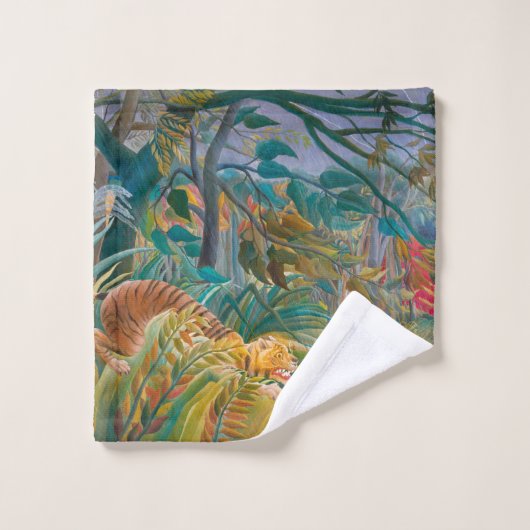 Tijger in Storm Tropisch bos Exotisch Oerwoud Bad Handdoek (Wasdoekje)