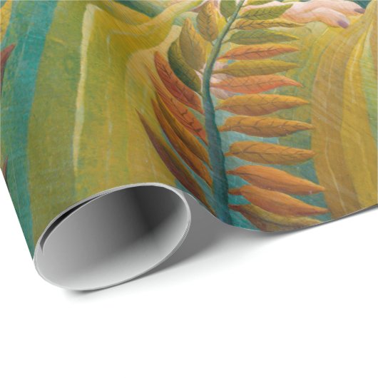 Tijger in Storm Tropisch bos Exotisch Oerwoud Cadeaupapier (Rol Hoek)