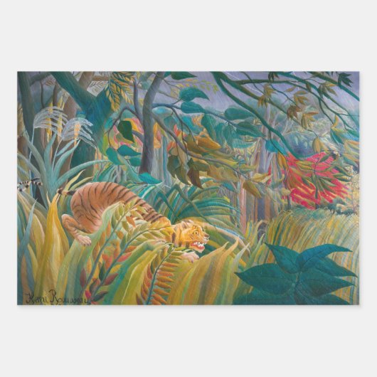Tijger in Storm Tropisch bos Exotisch Oerwoud Inpakpapier Vel (Voorkant)