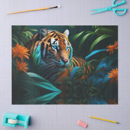 Tijger in Tropisch Oerwoud Tissuepapier (Craft)