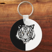 Tijger in zwart-wit sleutelhanger (Voorkant)