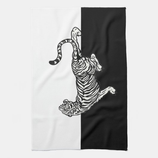 Tijger in zwart-wit theedoek (Verticaal)