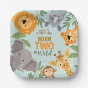 Tijger Jungle Dier Tweede Verjaardagsdecoratie Papieren Bordje