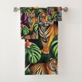 Tijger Jungle Droom Naadloos Oppervlaktepatroon Bad Handdoek