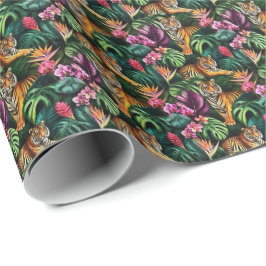 Tijger Jungle Droom Naadloos Oppervlaktepatroon Cadeaupapier