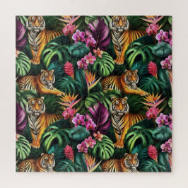 Tijger Jungle Droom Naadloos Oppervlaktepatroon Legpuzzel
