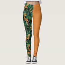 Tijger Jungleprint Kleurblok Leggings Oranje