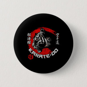 Tijger Karate Symbool Shotokan Dojo Training Kanji Ronde Button 5,7 Cm
