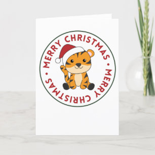Tijger Kerst Sneeuw Winter Dieren Tijger Feestdagen Kaart