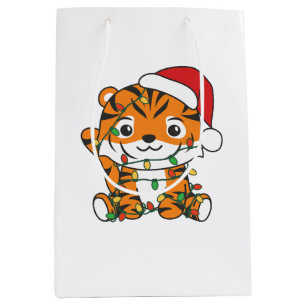 Tijger Kerstmis Winter Dieren Vakantie Tijgers Medium Cadeauzakje