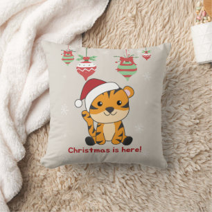 Tijger kerstsneeuw winterdieren tijger duik pi kussen