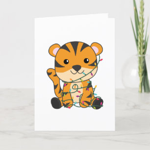Tijger kerstwinter winterdieren tijger - volwassen feestdagen kaart