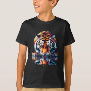 Tijger kijkt naar weerspiegeling in water t-shirt