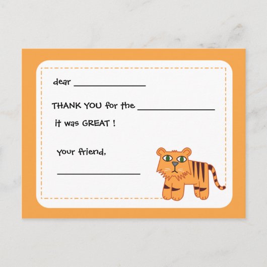 Tijger - Kinder bedankkaart Briefkaart (Voorkant)