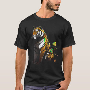 Tijger Kunstwerk Bloemen Dierenkunst Tijger T Shir T-shirt