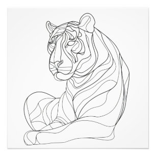Tijger Lijn Kunst Foto Afdruk