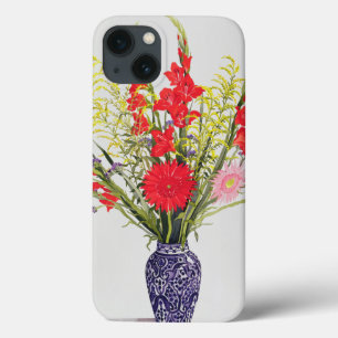 Tijger Lilies Gladioli en Scabious in een blauw iPhone 13 Hoesje