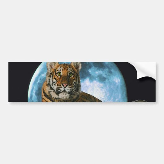 TIJGER MAAN BUMPERSTICKER (Voorkant)