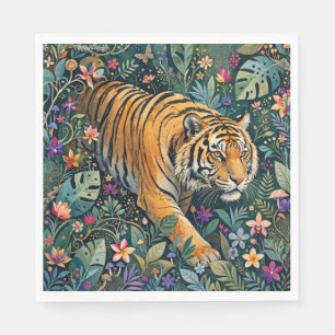 Tijger met Amber Ogen Fantasie Jungle Loof Servet