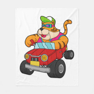 Tijger met auto fleece deken