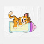 Tijger met Baby melkfles Fleece Deken (Voorkant (Horizontaal))