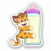 Tijger met Baby melkfles Sticker (Voorkant)