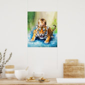 Tijger met baby poster (Keuken)