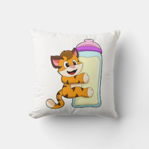 Tijger met babyfles melk kussen