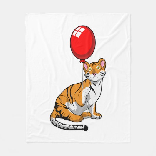 Tijger met ballon fleece deken (Voorkant)