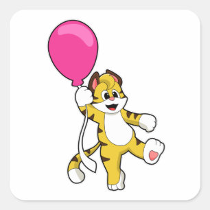 Tijger met ballon vierkante sticker