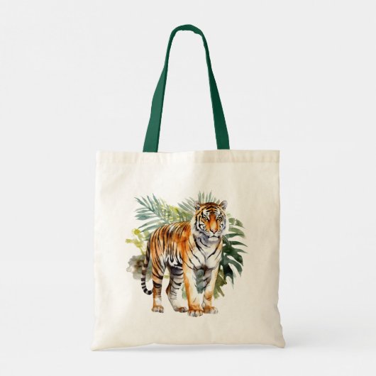 Tijger met bladeren tote bag (Achterkant)