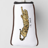Tijger met bruine en witte achtergrond Golf Golfheadcover (Draai 90)