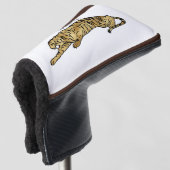 Tijger met bruine en witte achtergrond Golf Golfheadcover (3/4 voorkant)