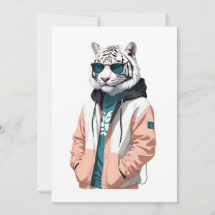 Tijger met capuchon Grappig Cool Dier Karakter Kaart