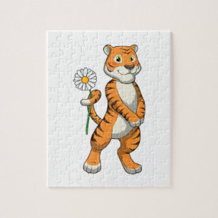 Tijger met Daisy Flower Legpuzzel
