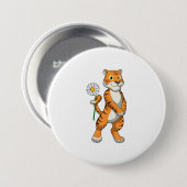 Tijger met Daisy Flower Ronde Button 7,6 Cm (Voorkant /achterkant)