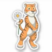 Tijger met Daisy Flower Sticker (Voorkant)