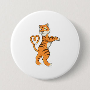 Tijger met hart ronde button 7,6 cm
