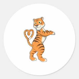 Tijger met hart ronde sticker