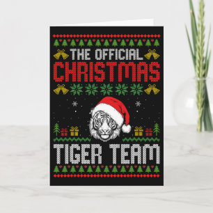 Tijger met kerstman hoed Kerstverlichting Vrolijk Kaart