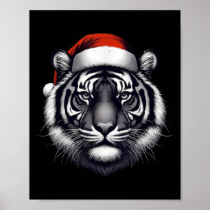 Tijger met kerstmuts kerstmis minnaar dierentuin h poster