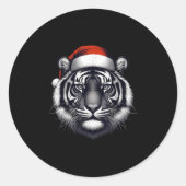Tijger met kerstmuts kerstmis minnaar dierentuin h ronde sticker (Voorkant)
