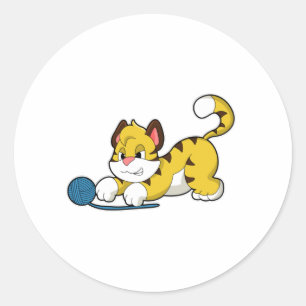 Tijger met kogel van Wollgarens Ronde Sticker