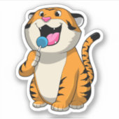 Tijger met Lollipop Sticker (Voorkant)