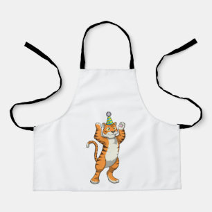 Tijger met partij pet schort