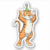 Tijger met partij pet sticker (Voorkant)