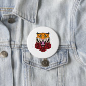 Tijger met Roos Ronde Button 7,6 Cm (In situ)